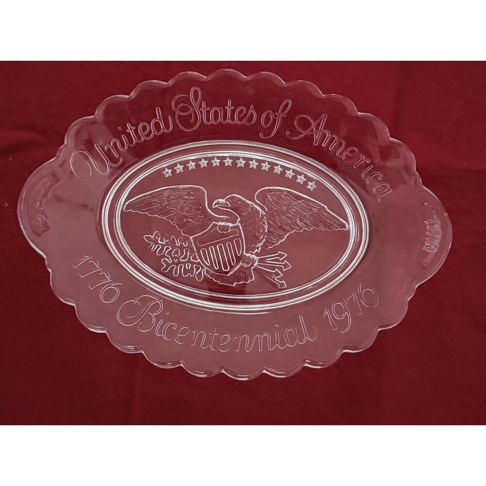 1976 Bicentennial Eagle Clear Glass Plate 1776-1976 USA Commemorative Americana